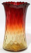 081355 VICTORIAN AMBERINA GLASS VASE C 1880 H 7