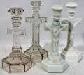 081348 AMERICAN MILK  CLEAR GLASS CANDLESTICKS