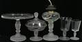 081347 THREEFACE PRESSED GLASS GOBLETS COMPOTE