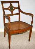 080326 ADAMS STYLE PAINTED SATINWOOD OPEN ARM CHAIR
