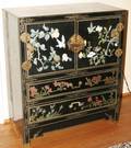 072300 CHINESE BLACK LACQUER  HARD STONE CABINET