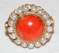 072296 YELLOW GOLD CORAL  SEED PEARL RING