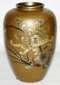 071336 JAPANESE BRONZE VASE WGOLD  SILVER ACCENTS