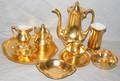061385 PICARD FIRED GOLD PORCELAIN TEA SET TEN PCS