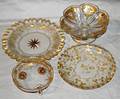 101429 ETCHED GOLD LEAF  GLASS COMPOTE DISHES