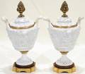 091436 BISQUE COVERED URNS PAIR H 5 14 W 4 14