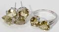090368 11CT HEART LEMON QUARTZ RING  EARRING SET