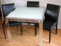090345 CHROME  GLASS HINGED TOP TABLE AND CHAIRS