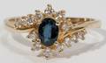 090354 BLUE SAPPHIRE  DIAMOND 14KT YELLOW GOLD RING