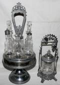 082320 VICTORIAN SILVER PLATE PICKLE CASTER  SET
