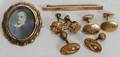 081397 ANTIQUE GOLDFILLED PINS EARRINGSCUFF LINKS