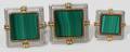 081393 MALACHITE  SILVER CUFF LINKS  TIE TACK SET