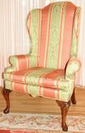 081374 QUEEN ANNE STYLE TALL WINGBACK CHAIR H 52
