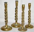 081366 ENGLISH BRASS TWISTED STEM CANDLESTICKS