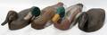 080340 CARVED  HAND PAINTED WOOD DECOYS FOUR H 7
