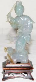 072364 JADE FIGURE OF QUAN YIN STANDING ON DRAGON
