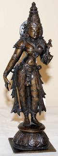 072356 BURMESE BRONZE STANDING GODDESS FIGURE