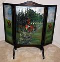 071383 MAHOGANY PANEL FIRE SCREEN WHUNT SCENES