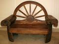062332 WAGON WHEEL BENCH LOG AND PLANK WOOD H 46