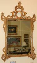 062318 CARVED GILT WOOD  BEVELED GLASS MIRROR