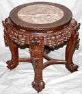 101453 CHINESE CARVED ROSEWOOD PEDESTAL WMARBLE TOP