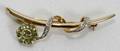 100424 14K YELLOW GOLD 8CT PERIDOT  DIAMOND PIN