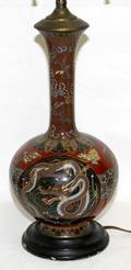 092383 CHINESE CLOISONN STICK NECK TABLE LAMP