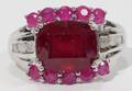 090411 14KT WHITE GOLD DIAMOND  RUBY RING