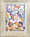 081431 JLM OIL ON CANVAS COLORFUL CLOWN JUGGLING