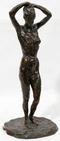 072393 A YARNAN BRONZE STANDING FEMALE NUDE H 15