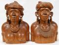 070425 CARVED AFRICAN WOOD BUSTS H 10  10 12