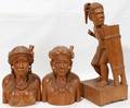 070424 CARVED WOOD TRIBAL FIGURES THREE H 8  14