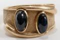 062379 14KT MANS 2 STONE BLUE SAPPHIRE RING