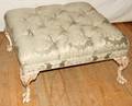 061490 CHIPPENDALE STYLE SILKUPHOLSTERED OTTOMAN