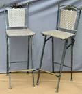 100470 PAIR OF WROUGHT IRON  RUSH SNACK BAR STOOLS
