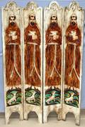 100469 HAND CARVED WOOD FOURPANEL FOLDING SCREEN