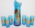 092513 VCELNICKA BOHEMIAN BLUE WGOLD GLASS PITCHER