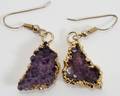 092511 NUGGET STYLE AMETHYST  GOLD DROP EARRINGS