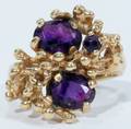 092500 DOUBLE AMETHYST AND GOLD RING