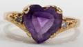092497 HEART SHAPED AMETHYST WDIAMONDS 14 KT RING