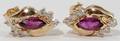 090415 14KT YELLOW GOLD DIAMOND AND RUBY EARRINGS