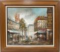 082402 BURNETT FRENCH OIL ON CANVAS STREET SCENE