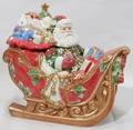 081458 FITZ  FLOYD POTTERY SANTAS SLEIGH JAR