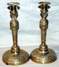 101551 BRASS CANDLESTICKS C1900 PAIR H113