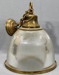 100489 SOLID BRASS  GLASS HANGING FIXTURE C1930