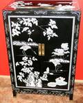 100396 ORIENTAL BLACK LACQUER TWODOOR CABINET H 40