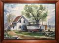 082463 TYPINSKI WATERCOLOR BOAT IN DRY DOCK ON RECTO