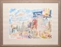 082451 SAM KARRES WATERCOLOR DETROIT MI SCENE