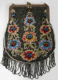072484 FRENCH BEADED PURSE WITH TASSELS C 1910