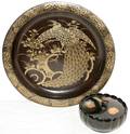 071486 JAPANESE BLACK LACQUER COVERED BOWL  CHARGER